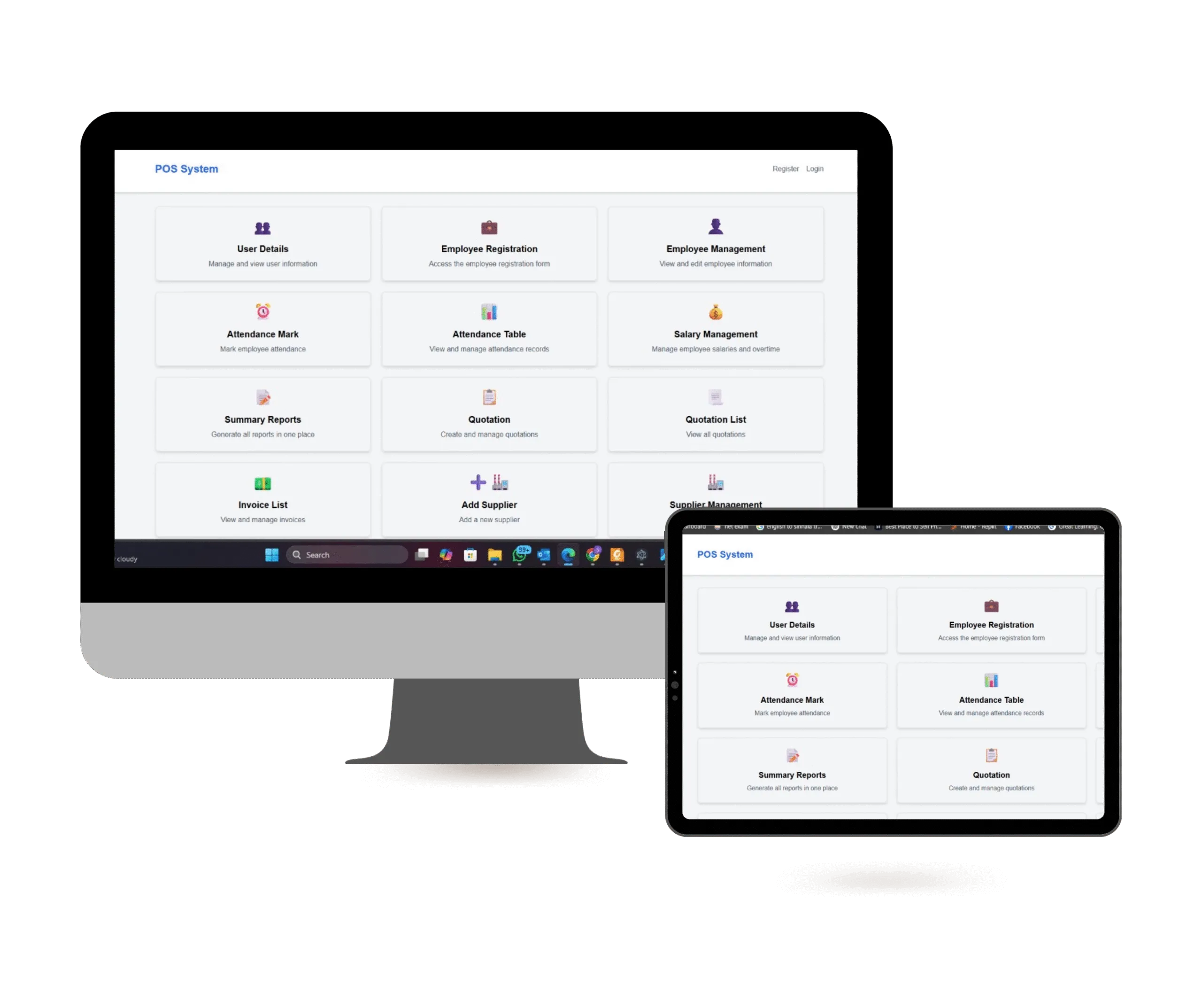 Business management system handling quotations, billing, salaries, attendance, and client management.