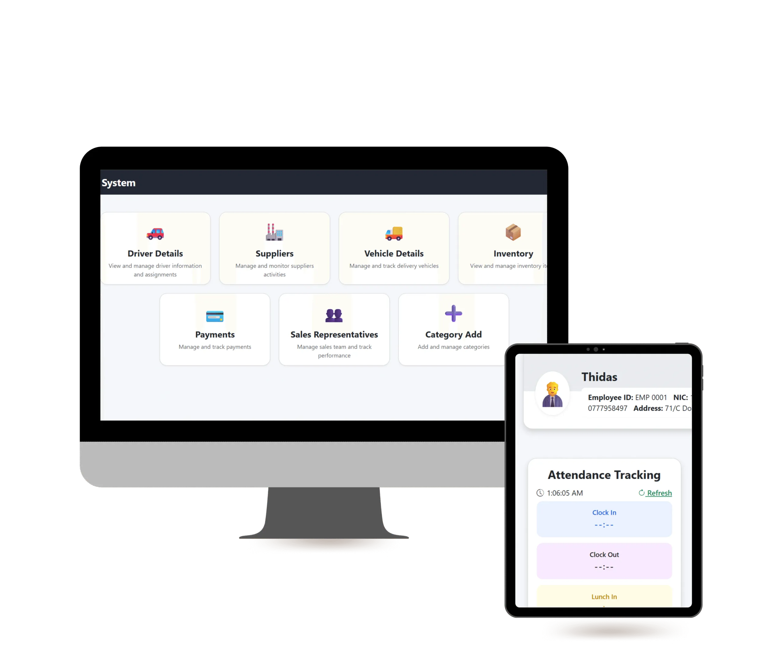 ERP system for hardware stores and distributors managing inventory, supplier orders, and sales tracking